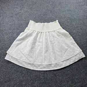 Rails Addison White Embroidered Daisy Smocked Waist Midi Skirt Size M